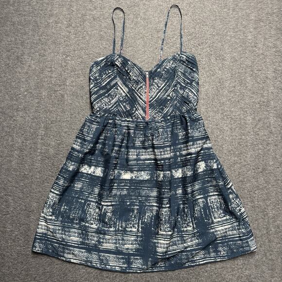 Roxy Shore Thing Pleated Dress Womens XL Blue/White Babydoll Spaghetti Straps - Picture 1 of 6